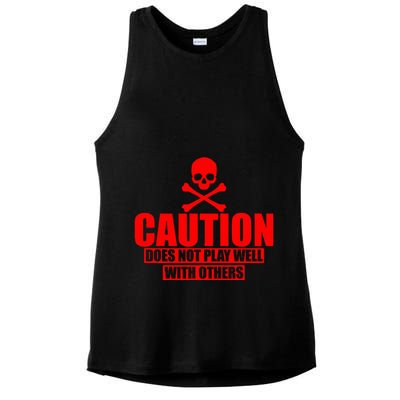 Caution Does Not Play Well With Others Ladies PosiCharge Tri-Blend Wicking Tank