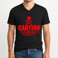 Caution Does Not Play Well With Others V-Neck T-Shirt