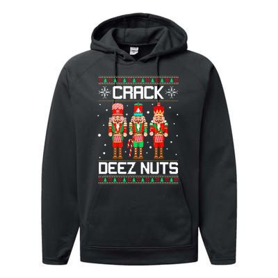 Crack Deez Nuts Ugly Christmas Sweater Xmas Nutcracker Performance Fleece Hoodie