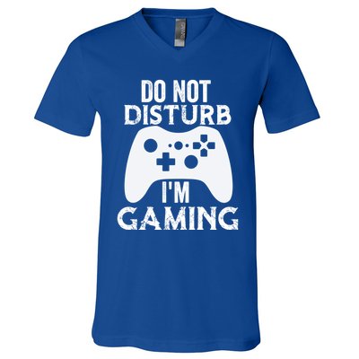 Christmas Do Not Disturb Im Gaming Gift Video Game Gamer Gift V-Neck T-Shirt