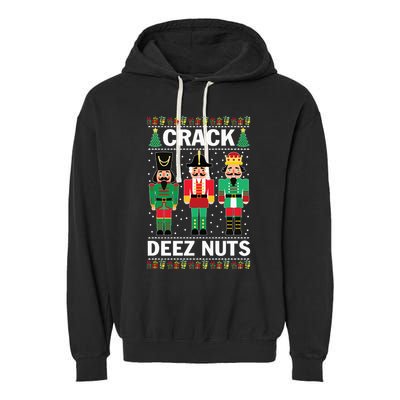 Crack Deez Nuts Funny Christmas Garment-Dyed Fleece Hoodie