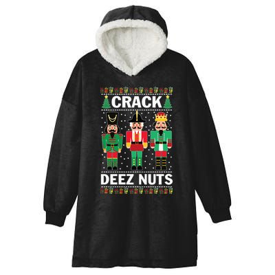 Crack Deez Nuts Funny Christmas Hooded Wearable Blanket