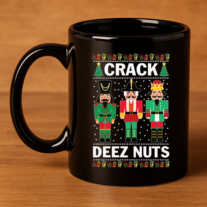 Crack Deez Nuts Funny Christmas 11oz C Handle Ceramic Mug