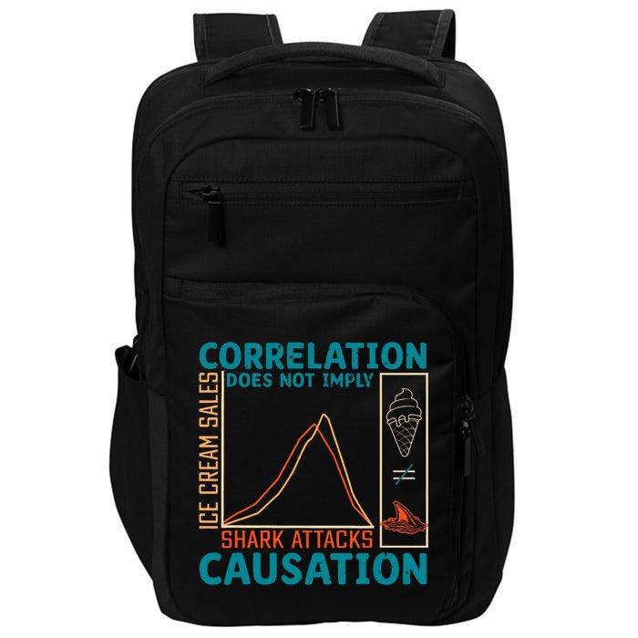 Correlation Does Not Imply Causation Shark Attacks Ice Cream  Impact Tech Backpack