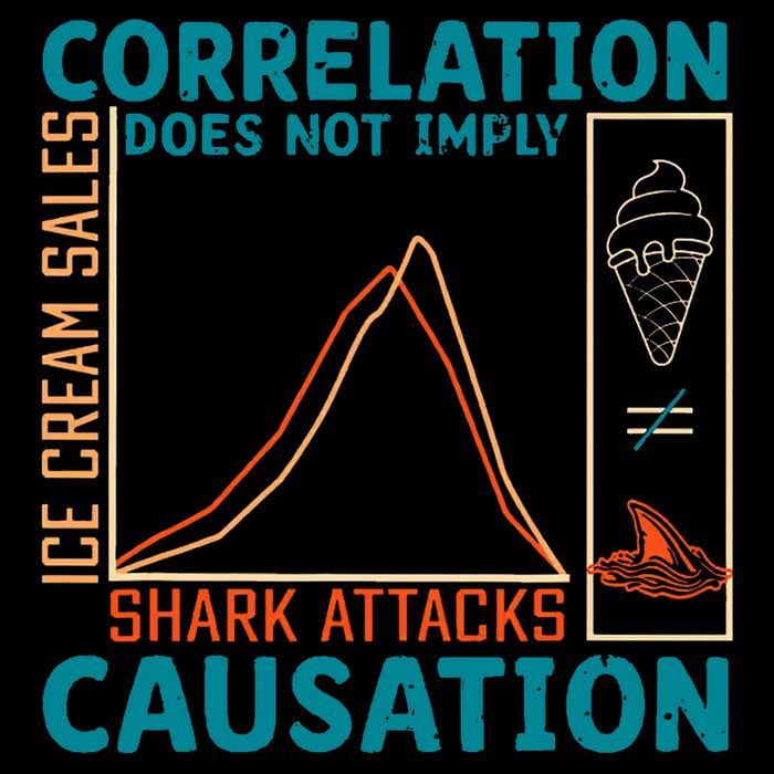 Correlation Does Not Imply Causation Shark Attacks Ice Cream  Impact Tech Backpack