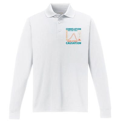Correlation Does Not Imply Causation Shark Attacks Ice Cream  Performance Long Sleeve Polo