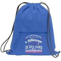 Christian Doctor Nurse Gift Jesus In Her Heart Stethoscope Gift Sweatshirt Cinch Pack Bag