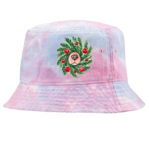 Cute Dog Nose Christmas Wreath Christmas Dog Mom Dog Lover Tie-Dyed Bucket Hat