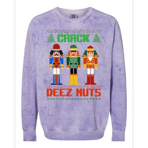 Crack Deez Nuts Nutcracker Ugly Christmas Funny Xmas Colorblast Crewneck Sweatshirt