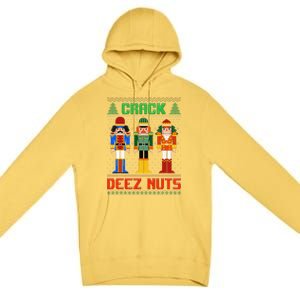 Crack Deez Nuts Nutcracker Ugly Christmas Funny Xmas Premium Pullover Hoodie