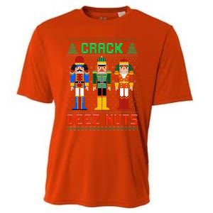 Crack Deez Nuts Nutcracker Ugly Christmas Funny Xmas Cooling Performance Crew T-Shirt