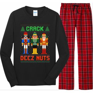 Crack Deez Nuts Nutcracker Ugly Christmas Funny Xmas Long Sleeve Pajama Set