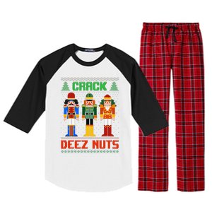 Crack Deez Nuts Nutcracker Ugly Christmas Funny Xmas Raglan Sleeve Pajama Set