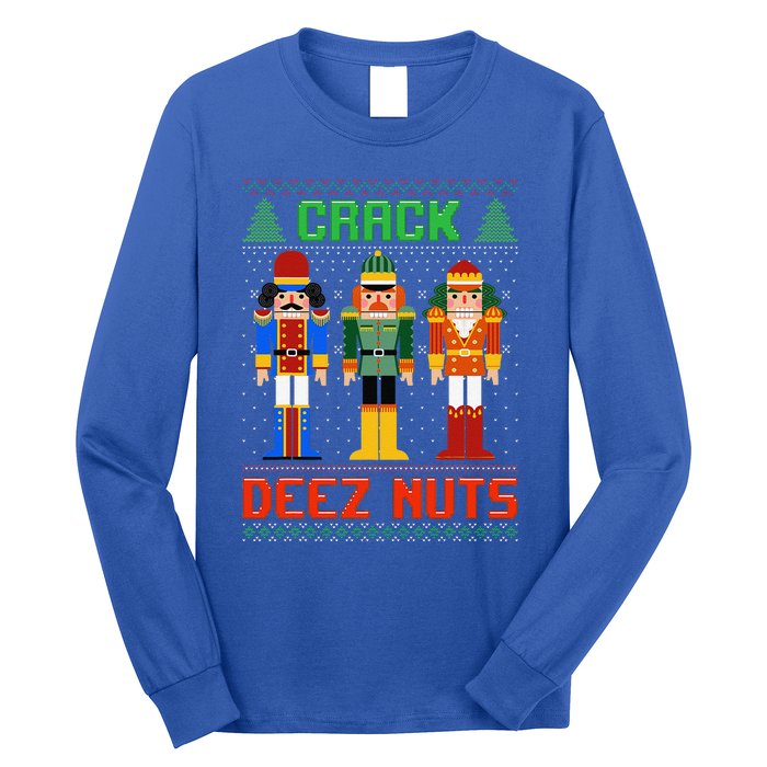 Crack Deez Nuts Nutcracker Ugly Christmas Funny Xmas Long Sleeve Shirt