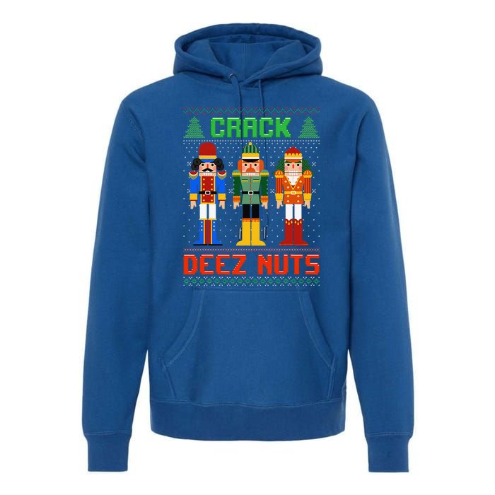 Crack Deez Nuts Nutcracker Ugly Christmas Funny Xmas Premium Hoodie