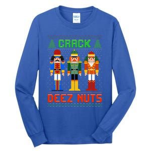 Crack Deez Nuts Nutcracker Ugly Christmas Funny Xmas Tall Long Sleeve T-Shirt