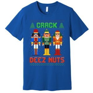 Crack Deez Nuts Nutcracker Ugly Christmas Funny Xmas Premium T-Shirt