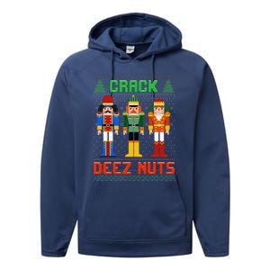 Crack Deez Nuts Nutcracker Ugly Christmas Funny Xmas Performance Fleece Hoodie