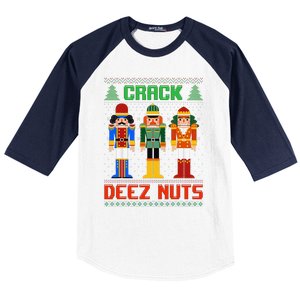 Crack Deez Nuts Nutcracker Ugly Christmas Funny Xmas Baseball Sleeve Shirt