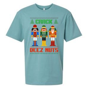 Crack Deez Nuts Nutcracker Ugly Christmas Funny Xmas Sueded Cloud Jersey T-Shirt