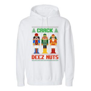 Crack Deez Nuts Nutcracker Ugly Christmas Funny Xmas Garment-Dyed Fleece Hoodie