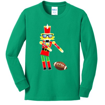 Christmas Dabbing Nutcracker Football Soccer For Boys Kids Long Sleeve Shirt