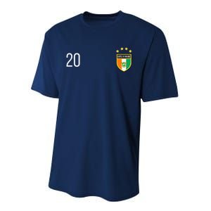 Cote DIvoire Number 20 Sports Jersey Football Twenty Performance Sprint T-Shirt