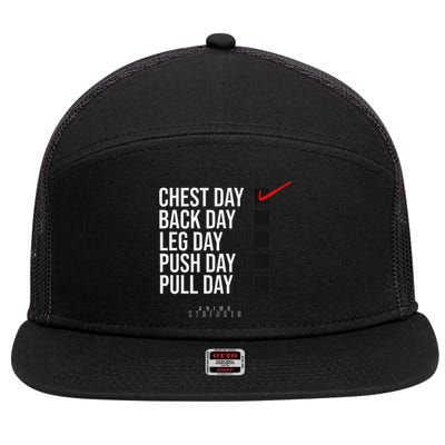 Chest Day Novelty Gym 7 Panel Mesh Trucker Snapback Hat