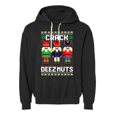 Crack Deez Nuts Nutcracker Nut Xmas Pajama Matching Garment-Dyed Fleece Hoodie