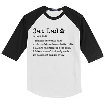 Cat Dad Noun Definition Cat Trainer Cat Lover Animals Pets Kids Colorblock Raglan Jersey