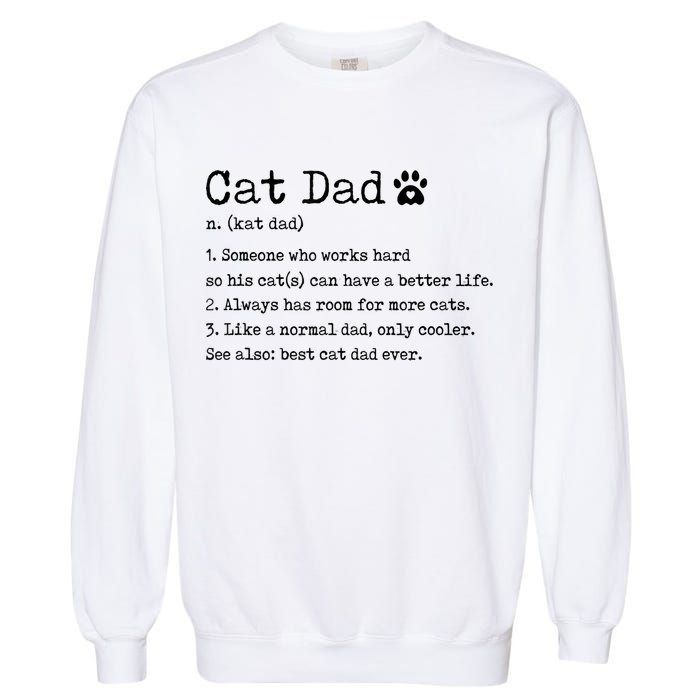 Cat Dad Noun Definition Cat Trainer Cat Lover Animals Pets Garment-Dyed Sweatshirt