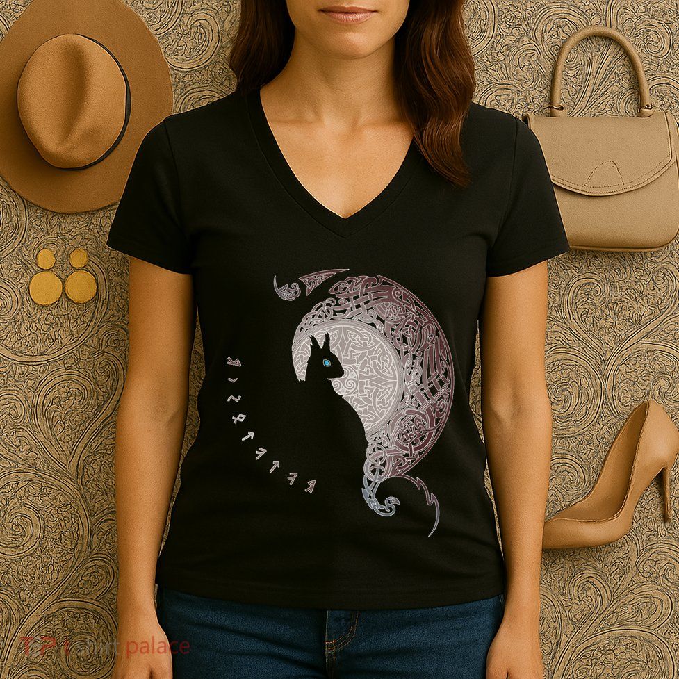 Celtic Dragons Nordic Mythical Iking Women's V-Neck T-Shirt