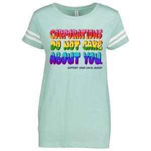 Corporations Do Not Care About You Support Your Local Queer Enza Ladies Jersey Football T-Shirt