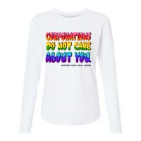 Corporations Do Not Care About You Support Your Local Queer Womens Cotton Relaxed Long Sleeve T-Shirt