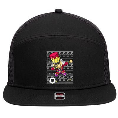 Christmas Dabbing Nutcracker Football Soccer For Boys 7 Panel Mesh Trucker Snapback Hat