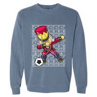 Christmas Dabbing Nutcracker Football Soccer For Boys Garment-Dyed Sweatshirt