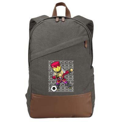 Christmas Dabbing Nutcracker Football Soccer For Boys Cotton Canvas Backpack