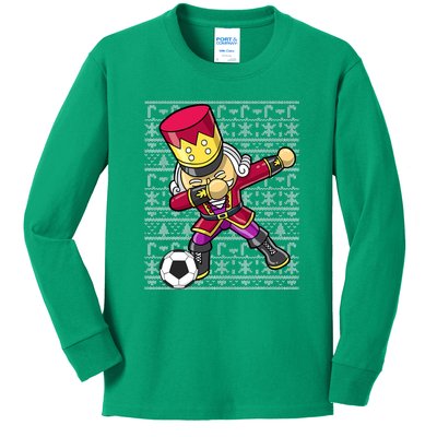 Christmas Dabbing Nutcracker Football Soccer For Boys Kids Long Sleeve Shirt