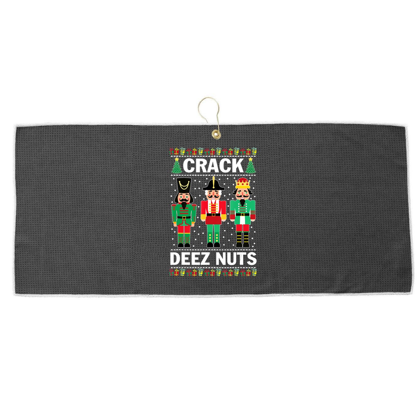 Crack Deez Nuts Christmas Large Microfiber Waffle Golf Towel