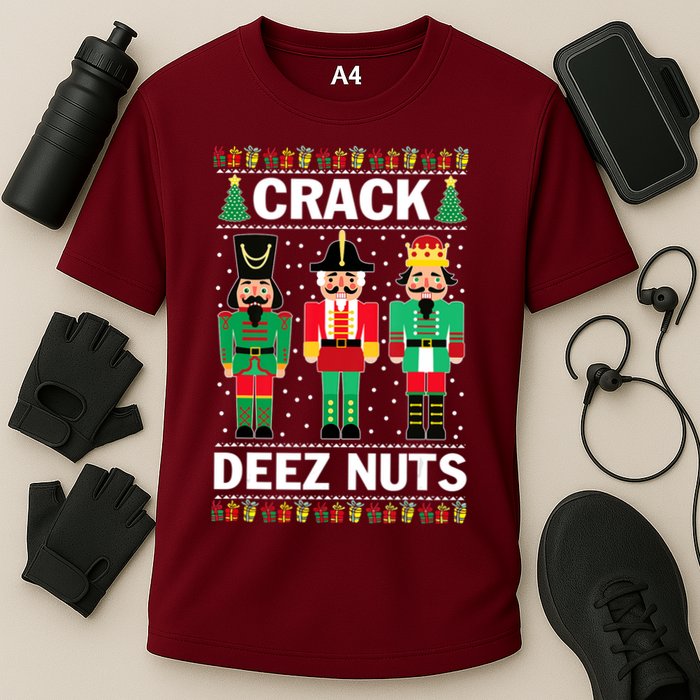Crack Deez Nuts Christmas Cooling Performance Crew T-Shirt