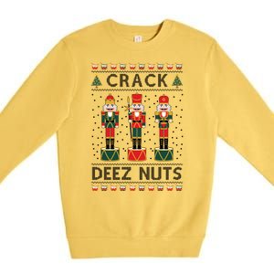 Crack Deez Nuts Funny Ugly Christmas Premium Crewneck Sweatshirt