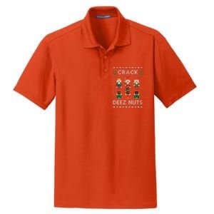 Crack Deez Nuts Funny Ugly Christmas Dry Zone Grid Polo