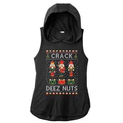 Crack Deez Nuts Funny Ugly Christmas Ladies PosiCharge Tri-Blend Wicking Draft Hoodie Tank