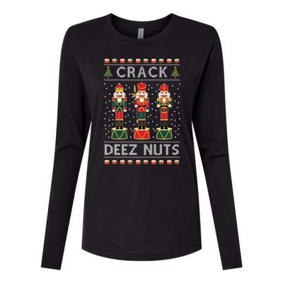 Crack Deez Nuts Funny Ugly Christmas Womens Cotton Relaxed Long Sleeve T-Shirt