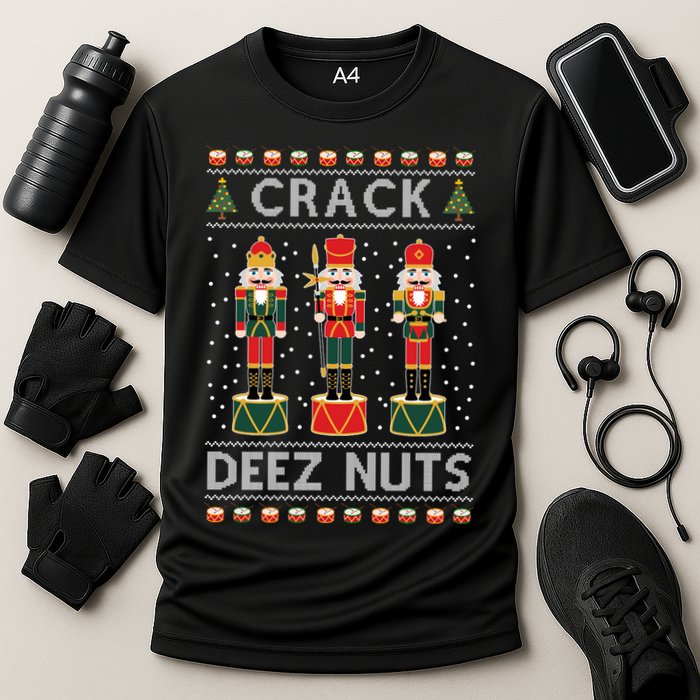 Crack Deez Nuts Funny Ugly Christmas Performance Shirt