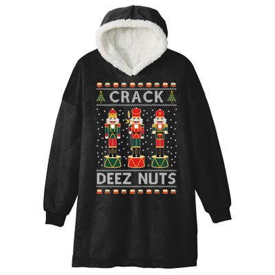 Crack Deez Nuts Funny Ugly Christmas Hooded Wearable Blanket