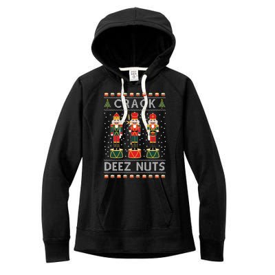 Crack Deez Nuts Funny Ugly Christmas Women's Fleece Hoodie