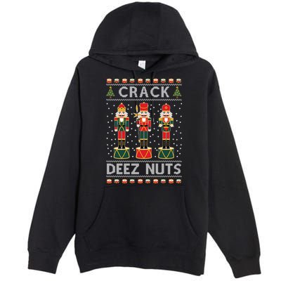 Crack Deez Nuts Funny Ugly Christmas Premium Pullover Hoodie