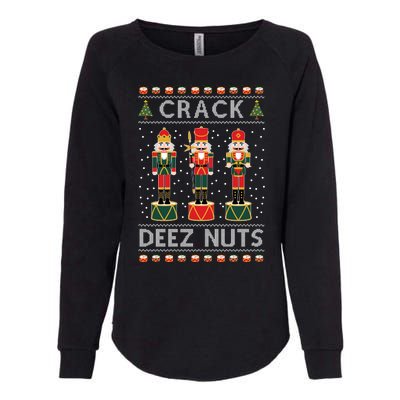 Crack Deez Nuts Funny Ugly Christmas Womens California Wash Sweatshirt