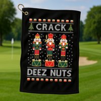 Crack Deez Nuts Funny Ugly Christmas Golf Towel